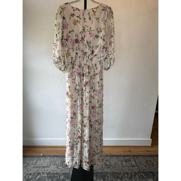 ML Monique Lhuillier | Floral Pleated Chiffon Gown - Picture 7 of 9